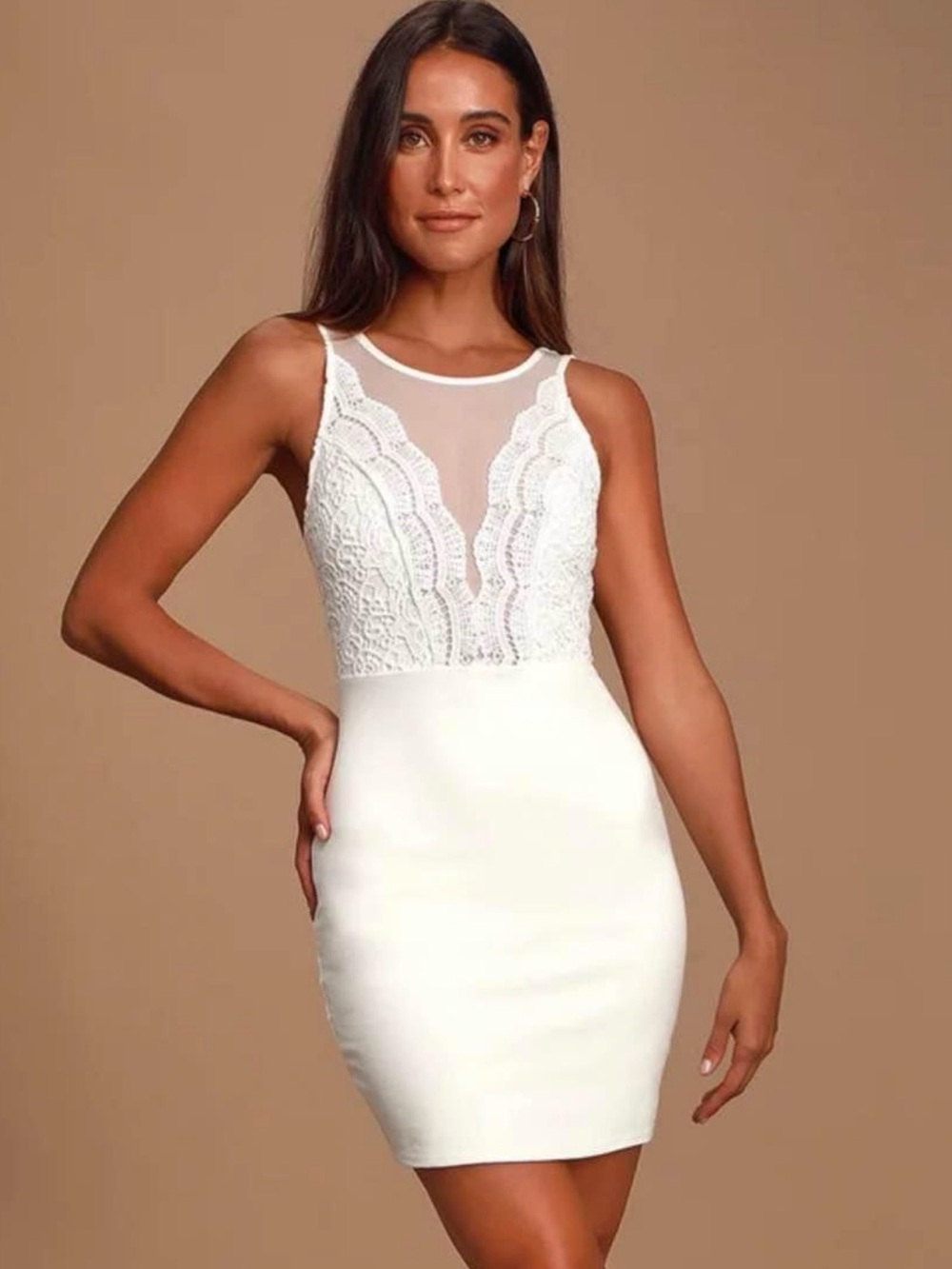Lulus white/cream bodycon dress